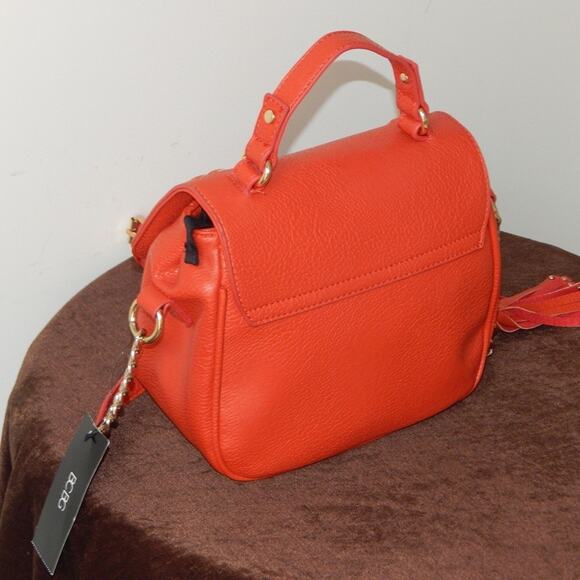 NWT BCBG PARIS Red Faux Leather Quilted Shoulder Bag Flap Chain Link Tassel - Picture 11 of 16